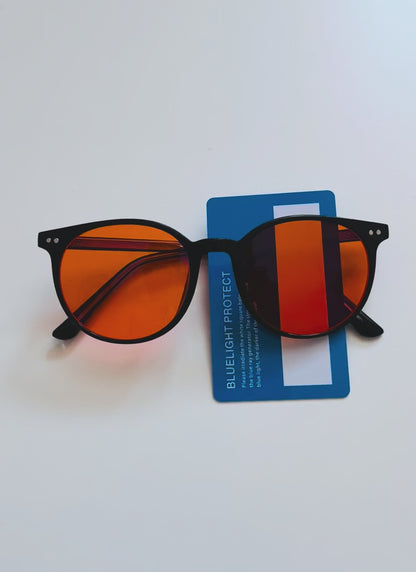 Okulary blokujące światło niebieskie nocne okrągłe Pomarańczowe 98%
